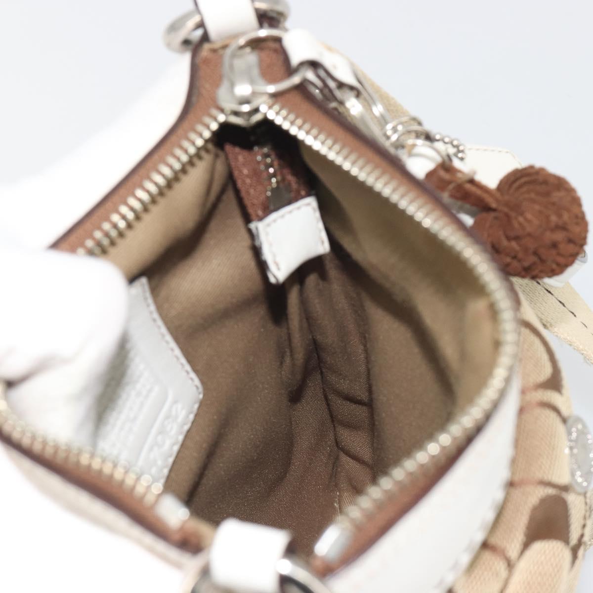 Coach Shoulder Bag Canvas Beige Silver Auth 196751A