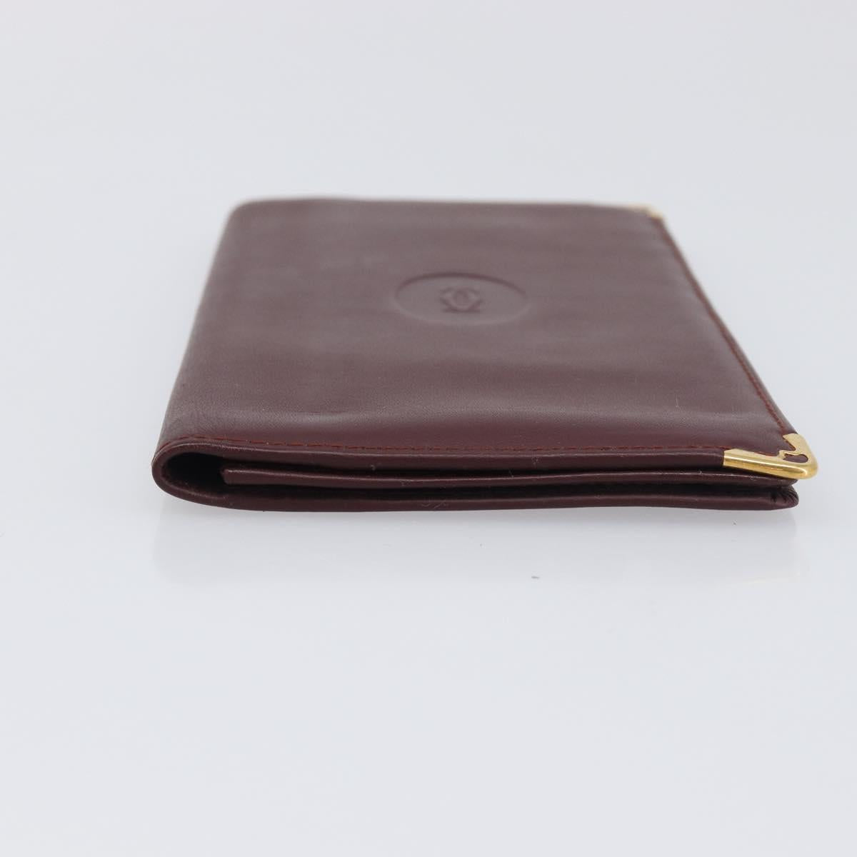CARTIER Must Line Wallet Leather 4 Set Bordeaux Gold Auth 196752