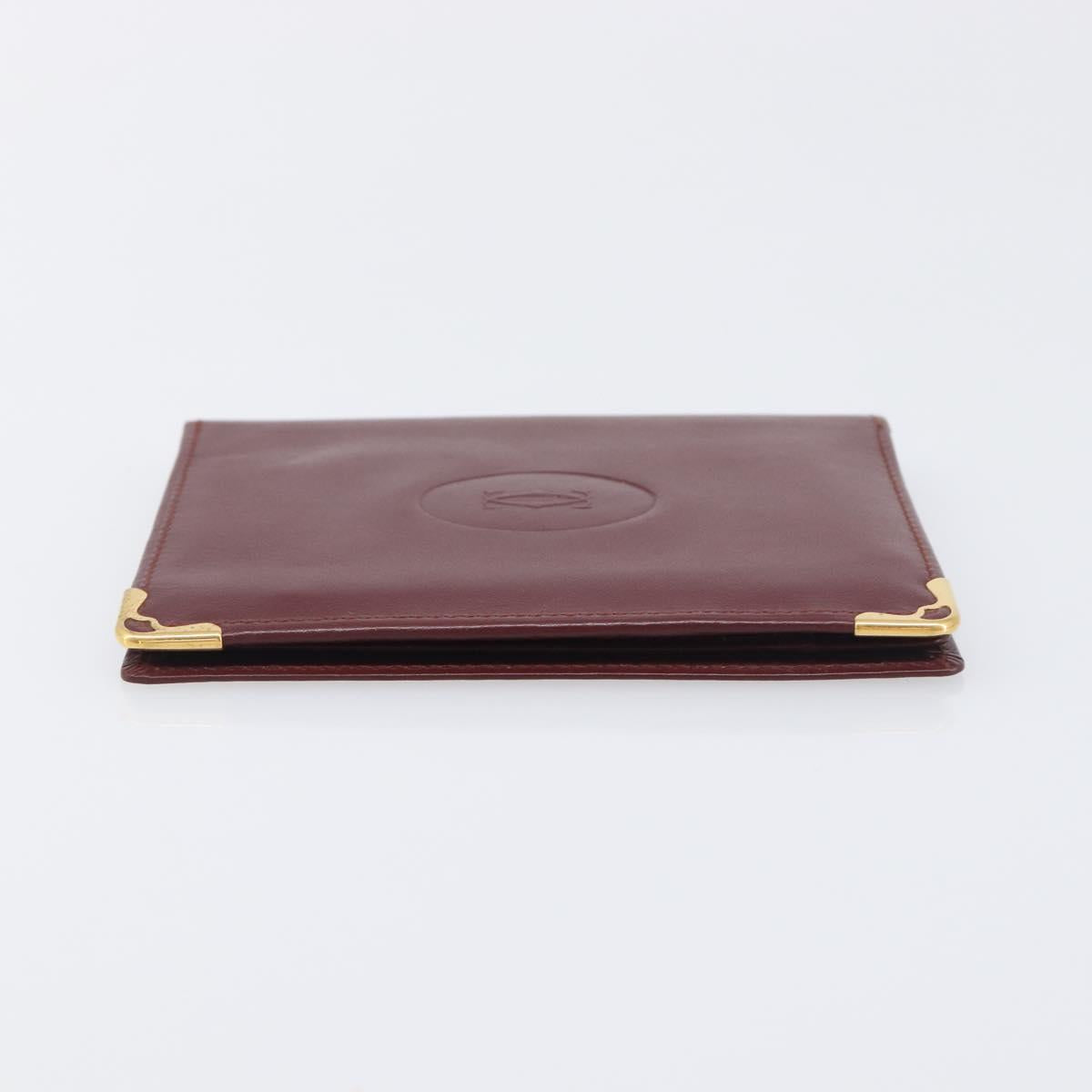 CARTIER Must Line Wallet Leather 4 Set Bordeaux Gold Auth 196752