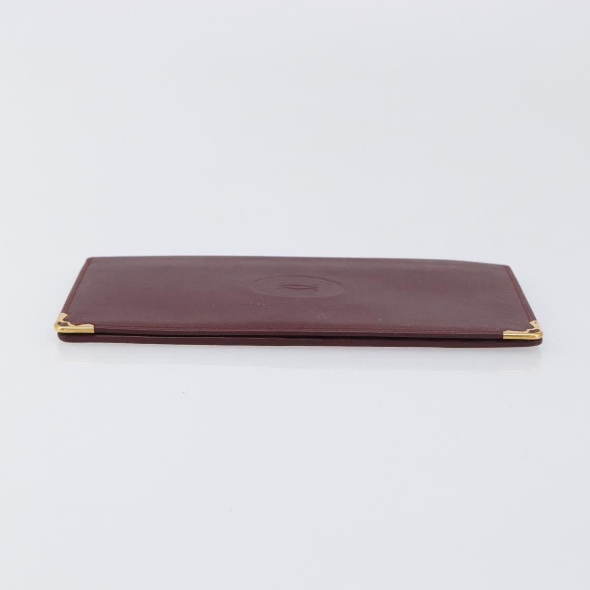 CARTIER Must Line Wallet Leather 4 Set Bordeaux Gold Auth 196752