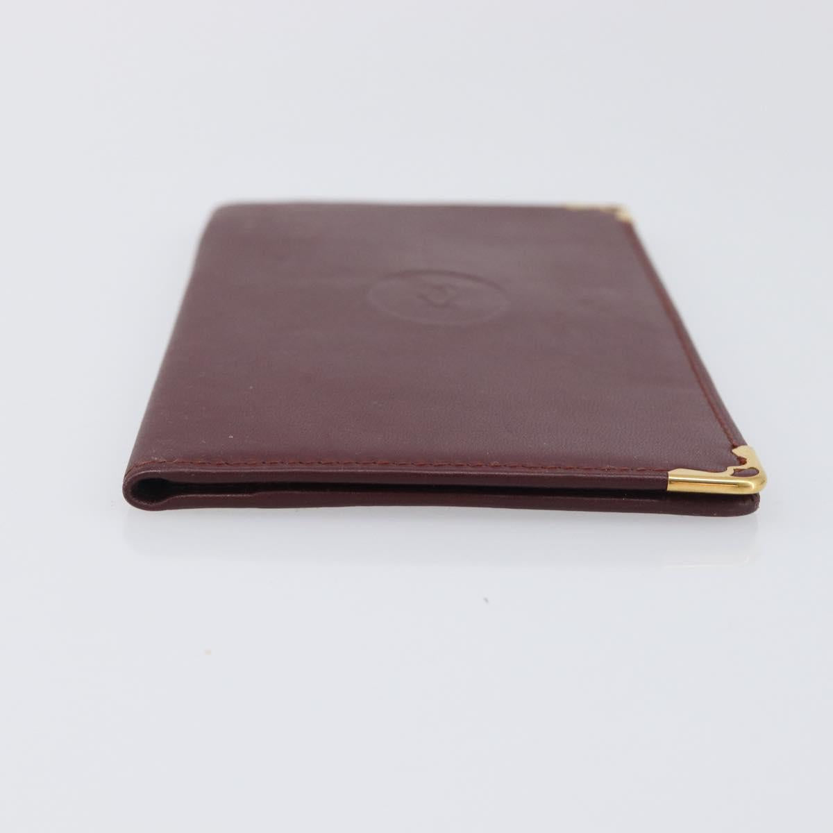 CARTIER Must Line Wallet Leather 4 Set Bordeaux Gold Auth 196752