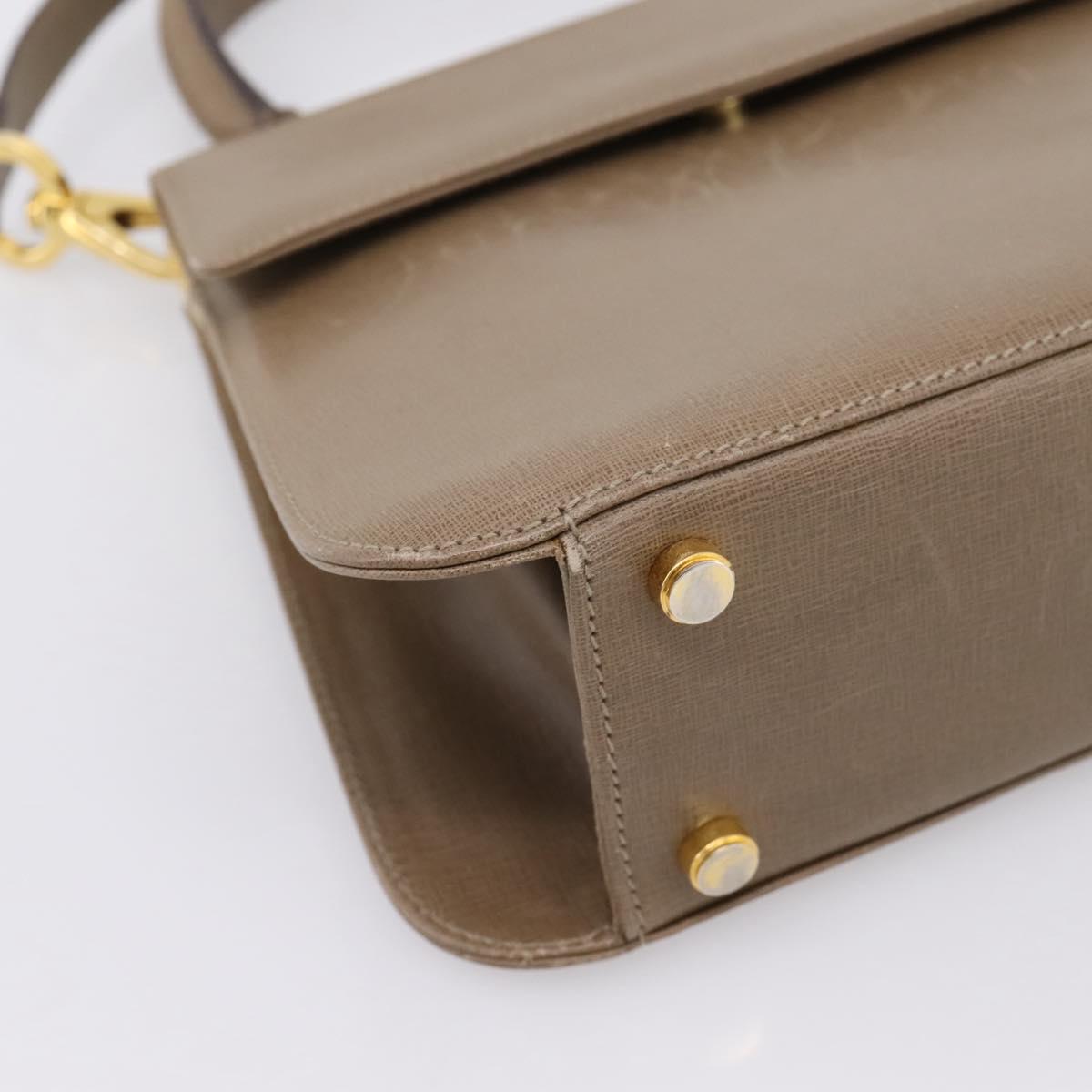 Salvatore Ferragamo Gancini Hand Bag Leather 2way Beige Gold Auth 196761