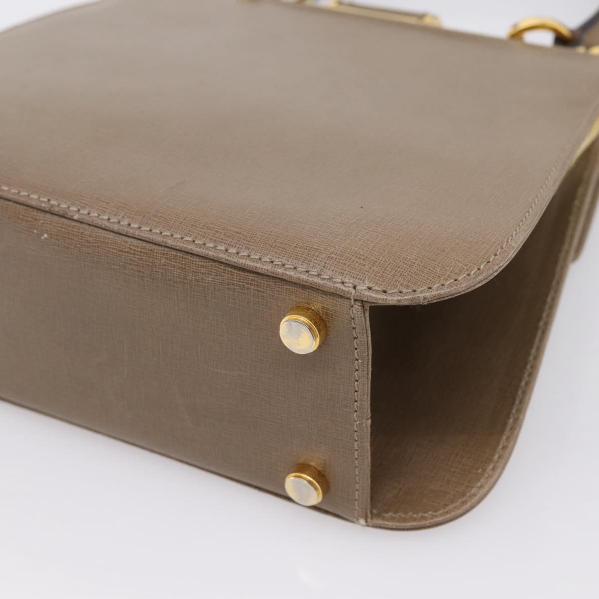 Salvatore Ferragamo Gancini Hand Bag Leather 2way Beige Gold Auth 196761