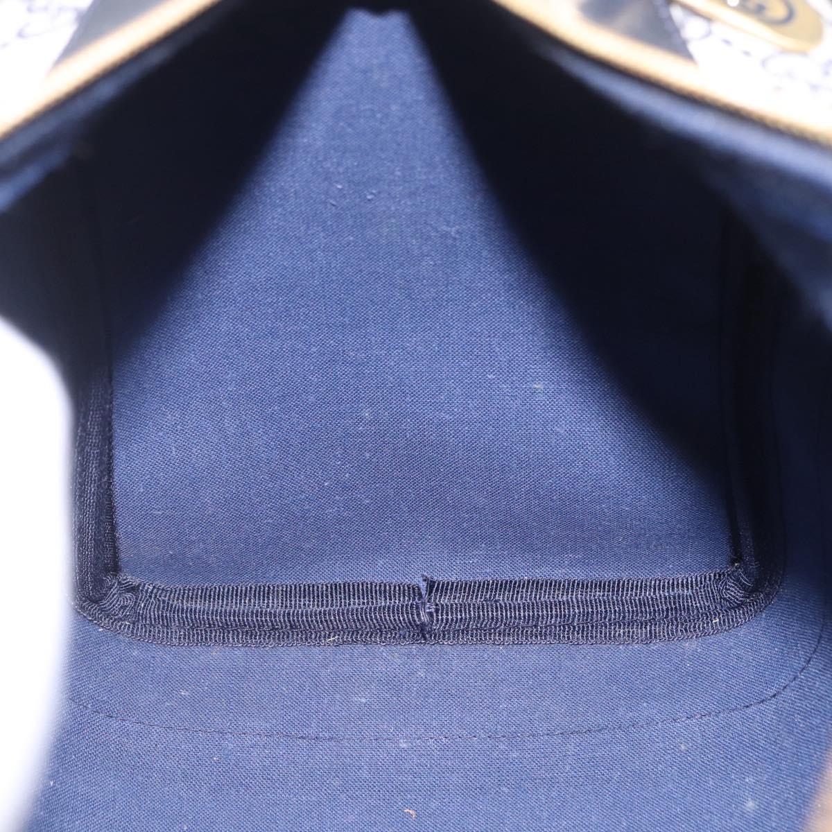 GUCCI GG Supreme Sherry Line Boston Bag PVC Navy Gold Auth 196762A
