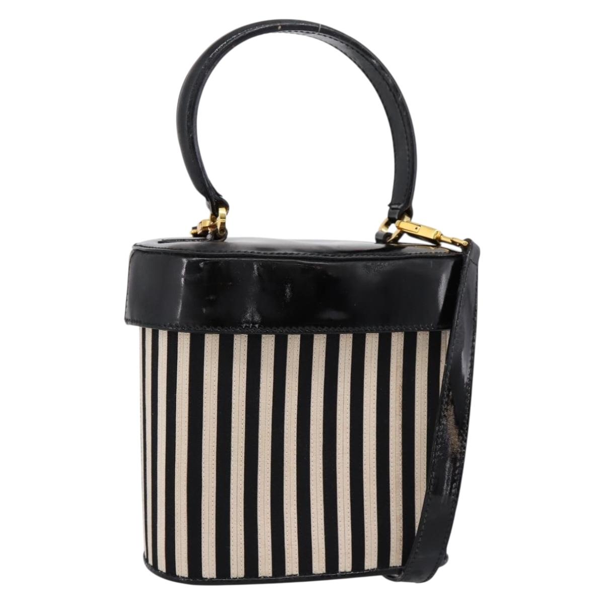 Salvatore Ferragamo Gancini Hand Bag Patent leather 2way Black Gold Auth 196764