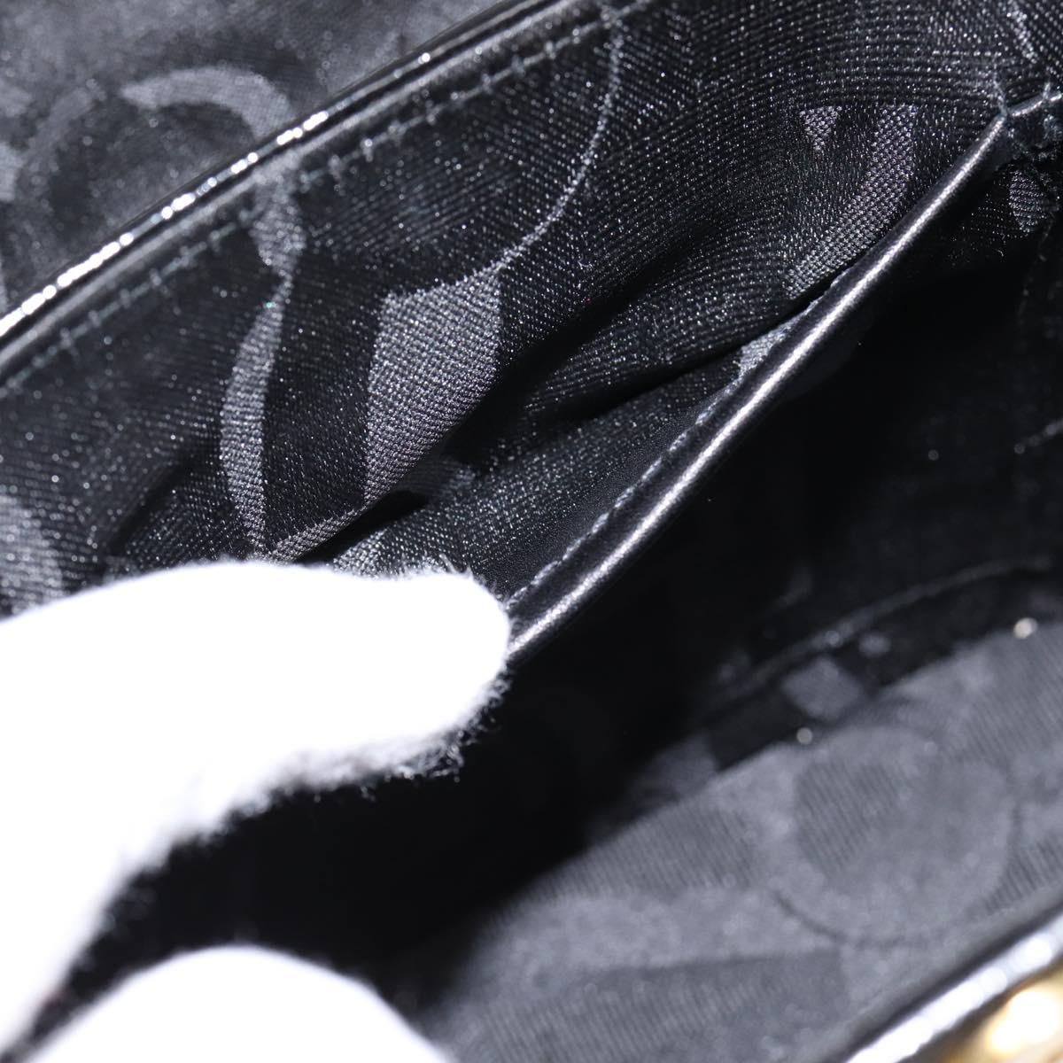 Salvatore Ferragamo Gancini Hand Bag Patent leather 2way Black Gold Auth 196764