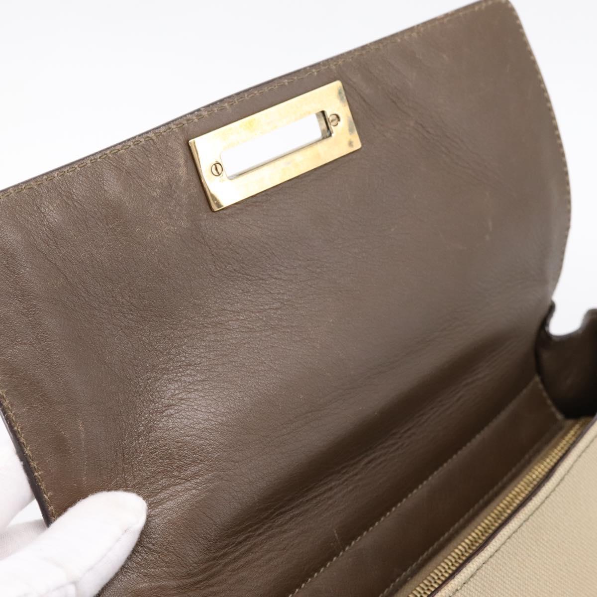 Salvatore Ferragamo Gancini Hand Bag Canvas 2way Beige Gold Auth 196765