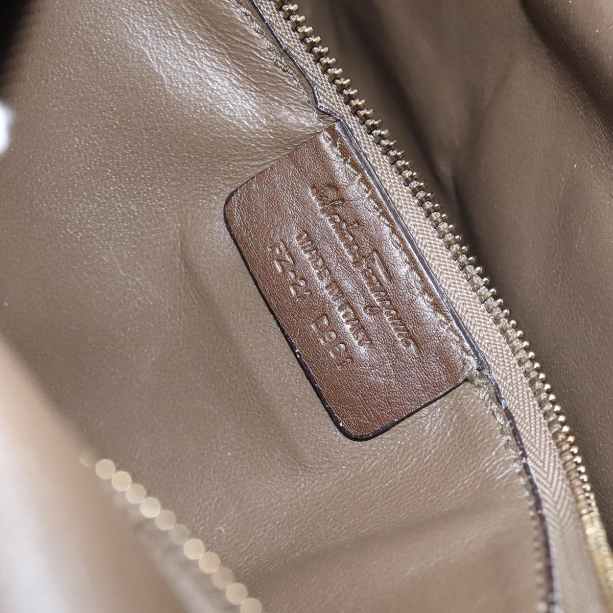 Salvatore Ferragamo Gancini Hand Bag Canvas 2way Beige Gold Auth 196765