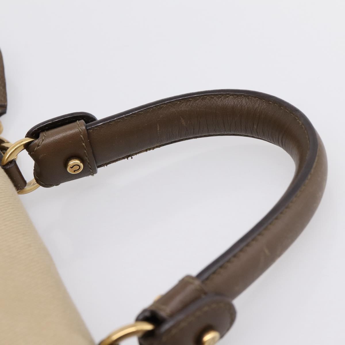 Salvatore Ferragamo Gancini Hand Bag Canvas 2way Beige Gold Auth 196765