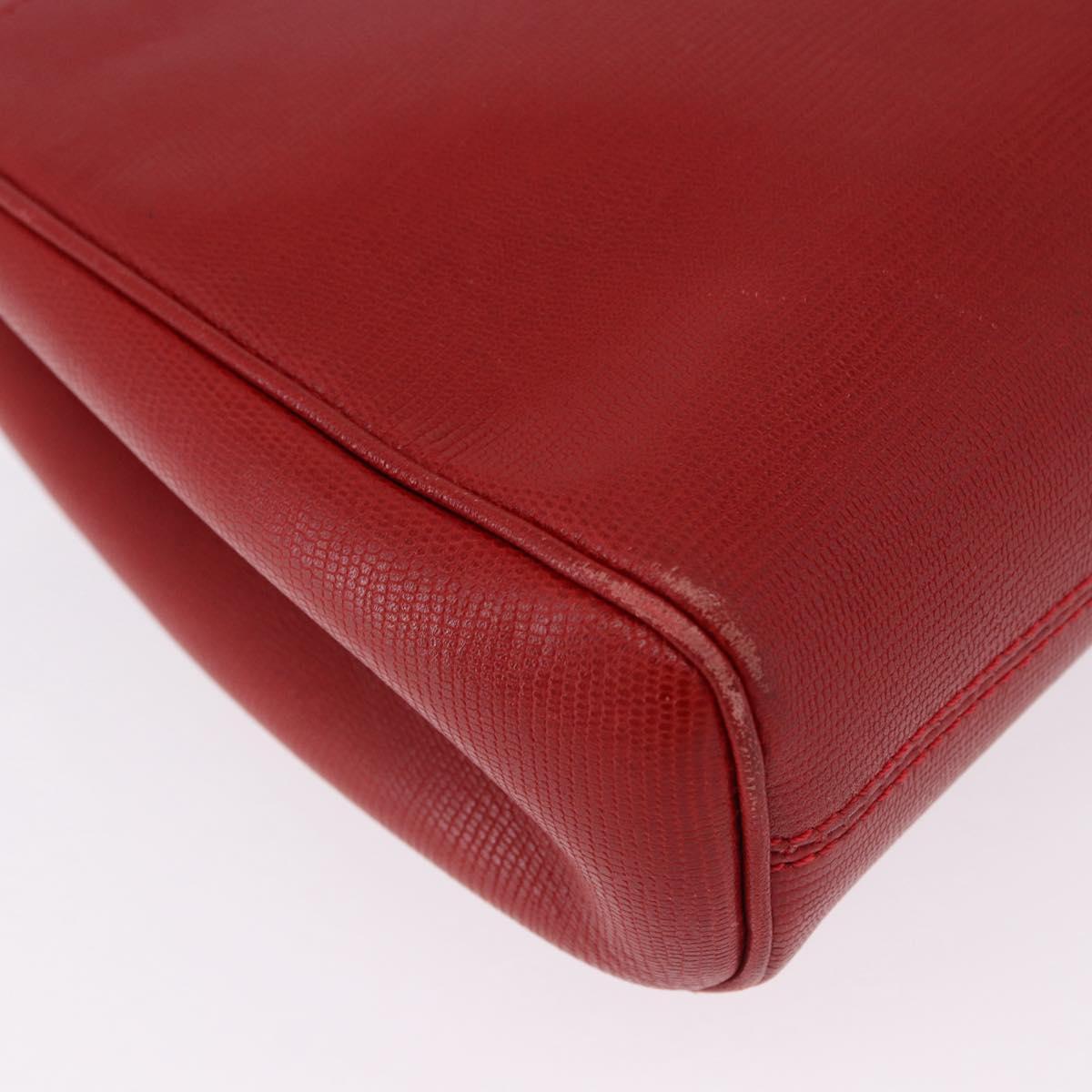 CELINE Shoulder Bag Leather Red Gold Auth 196766A