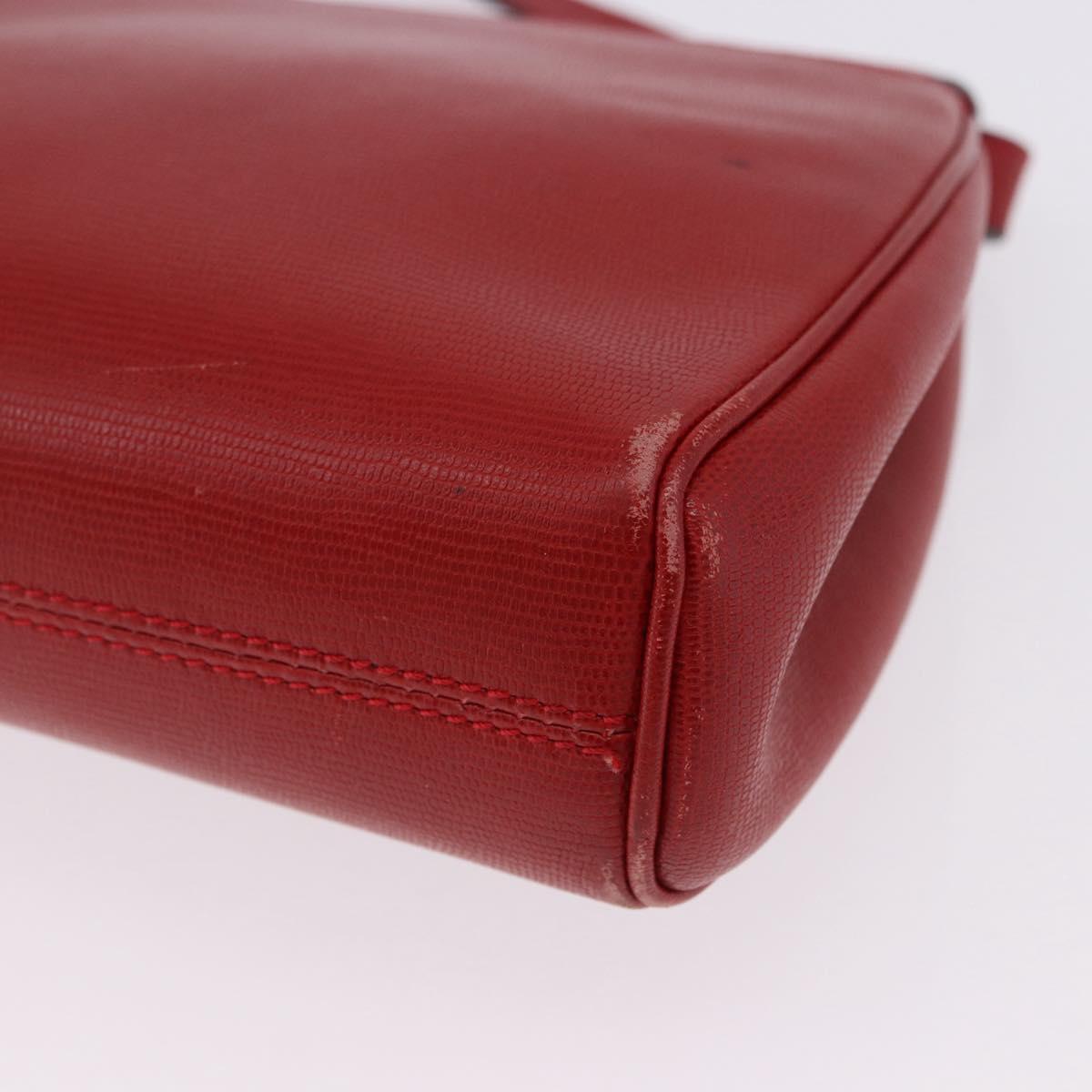 CELINE Shoulder Bag Leather Red Gold Auth 196766A