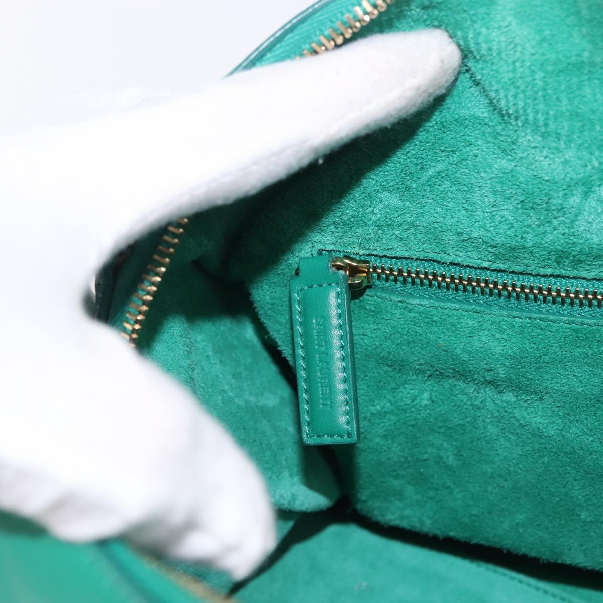 SAINT LAURENT Classic Duffle Bag Leather 2way Green Gold 322049 Auth 196768V