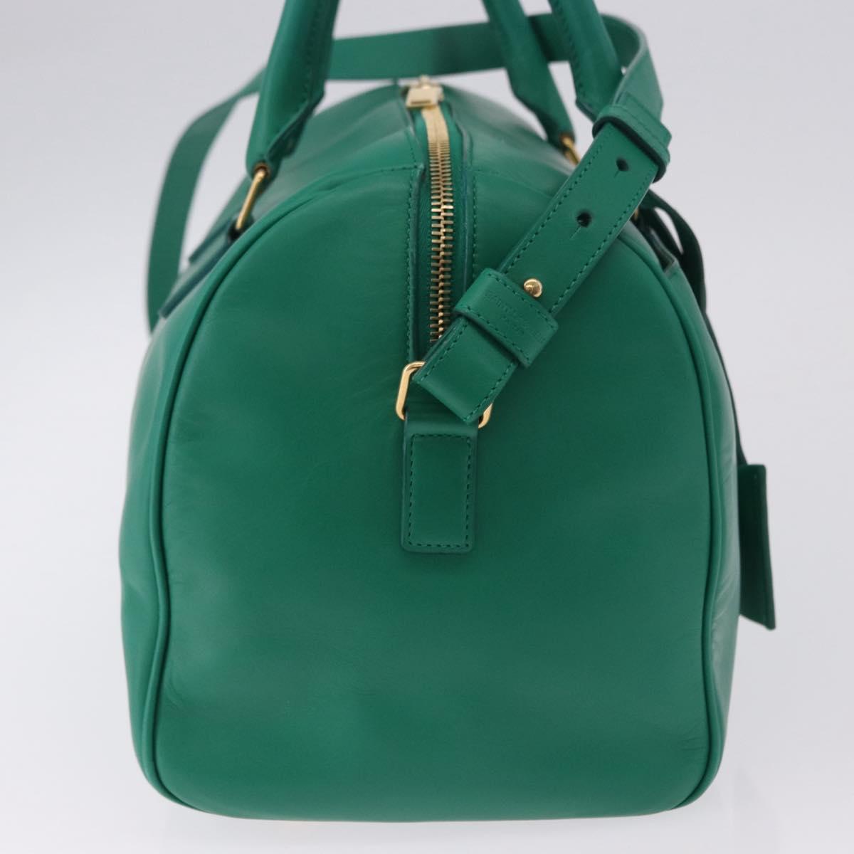 SAINT LAURENT Classic Duffle Bag Leather 2way Green Gold 322049 Auth 196768V