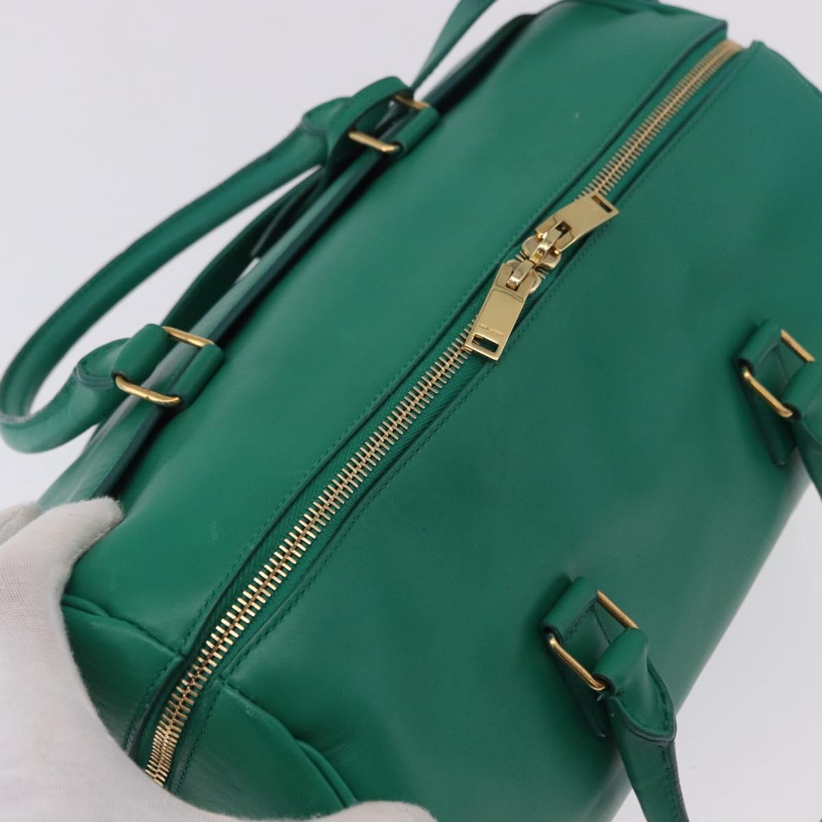 SAINT LAURENT Classic Duffle Bag Leather 2way Green Gold 322049 Auth 196768V