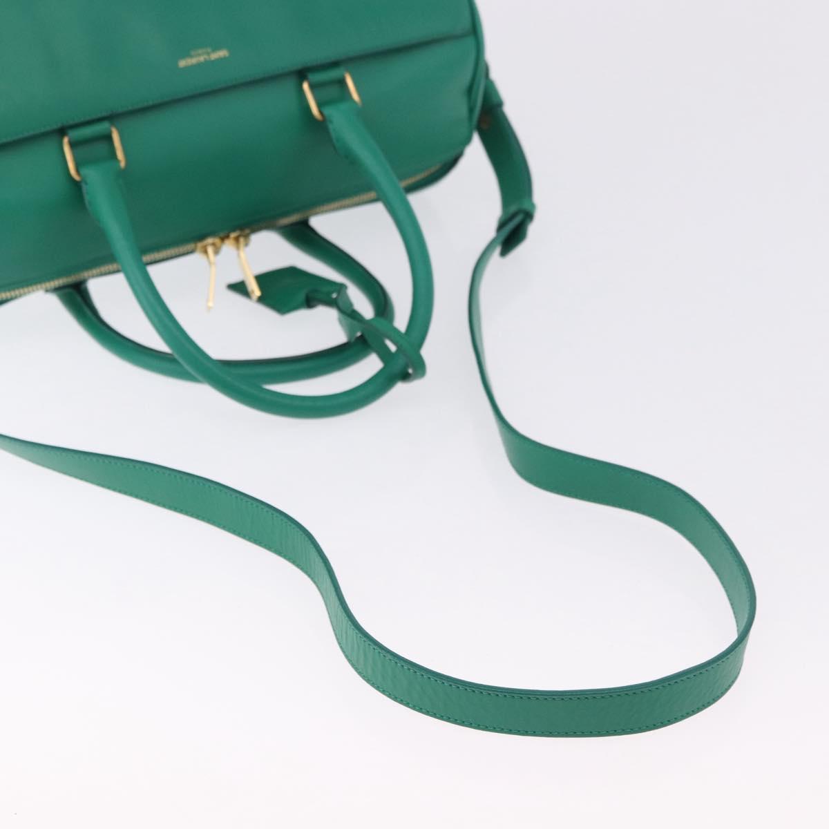 SAINT LAURENT Classic Duffle Bag Leather 2way Green Gold 322049 Auth 196768V