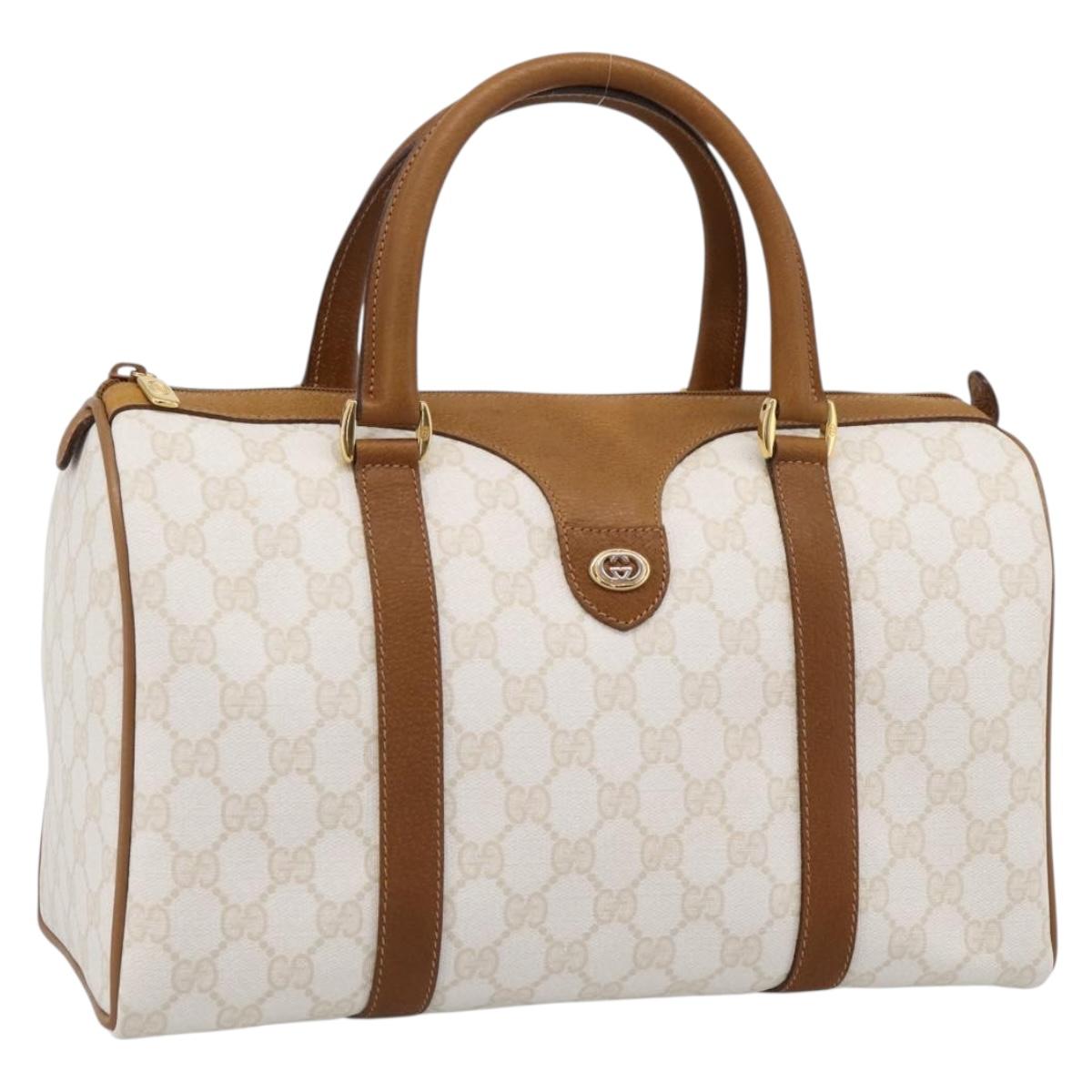 GUCCI Micro GG Supreme Boston Bag PVC White Gold 40 02 007 Auth 196769