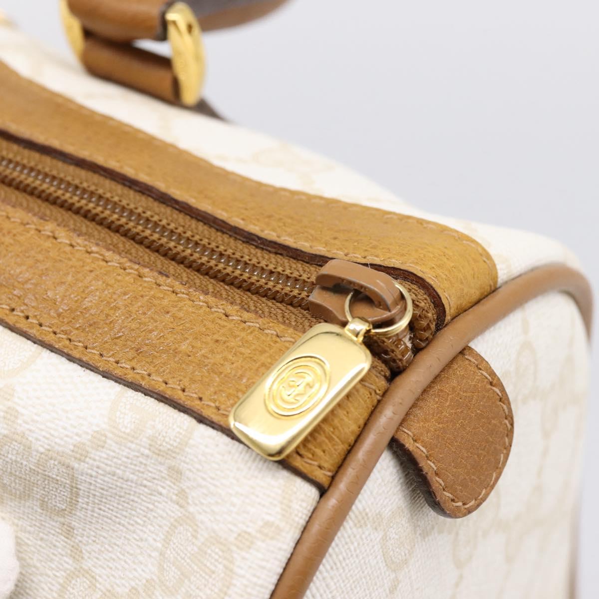 GUCCI Micro GG Supreme Boston Bag PVC White Gold 40 02 007 Auth 196769
