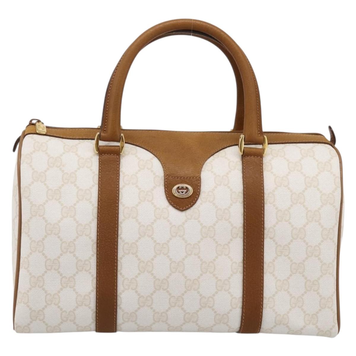 GUCCI Micro GG Supreme Boston Bag PVC White Gold 40 02 007 Auth 196769