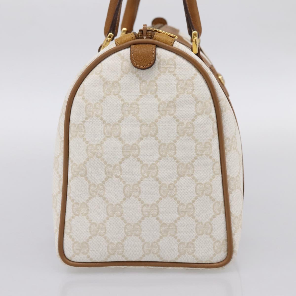 GUCCI Micro GG Supreme Boston Bag PVC White Gold 40 02 007 Auth 196769