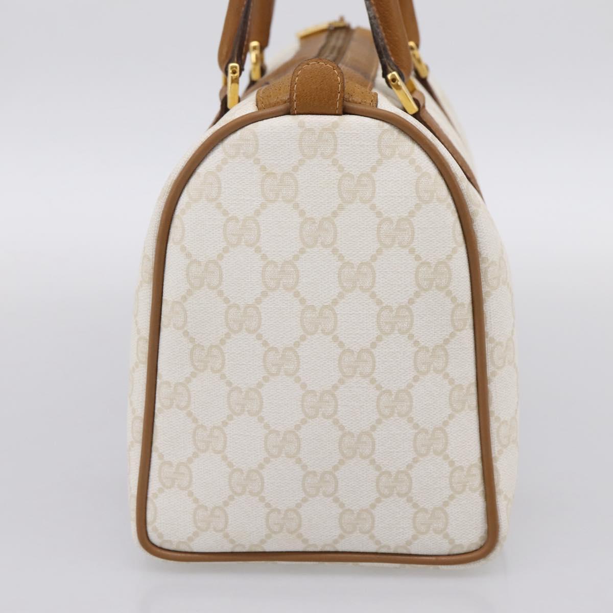 GUCCI Micro GG Supreme Boston Bag PVC White Gold 40 02 007 Auth 196769