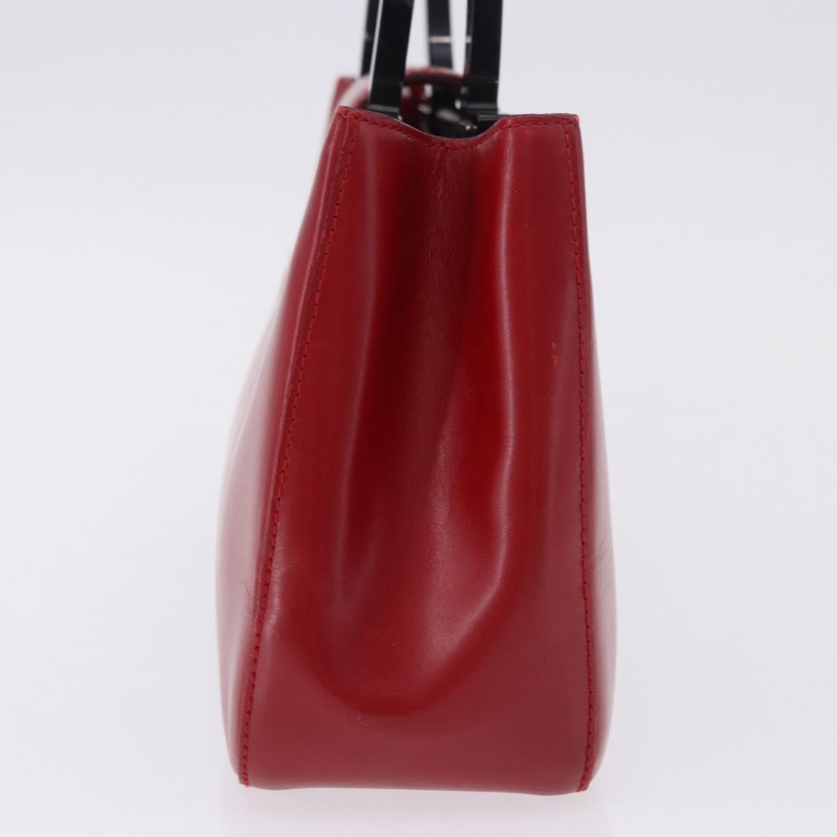 Salvatore Ferragamo Gancini Hand Bag Leather Red Silver Auth 196770A