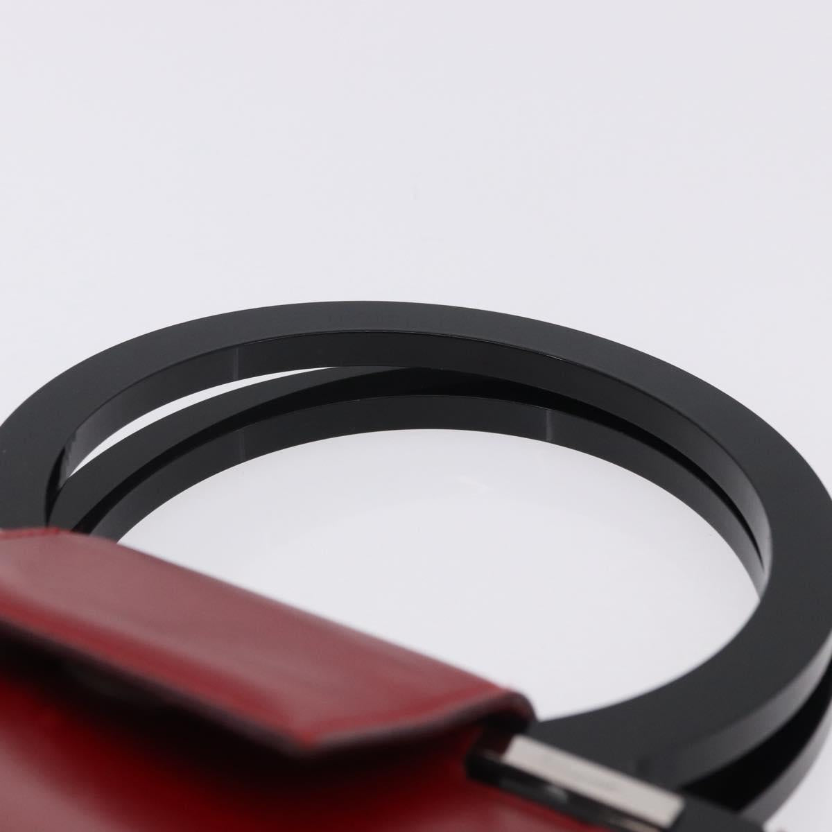 Salvatore Ferragamo Gancini Hand Bag Leather Red Silver Auth 196770A