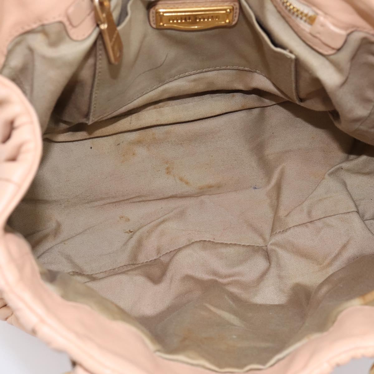 Miu Miu Matelasse Hand Bag Leather Beige Gold Auth 196771