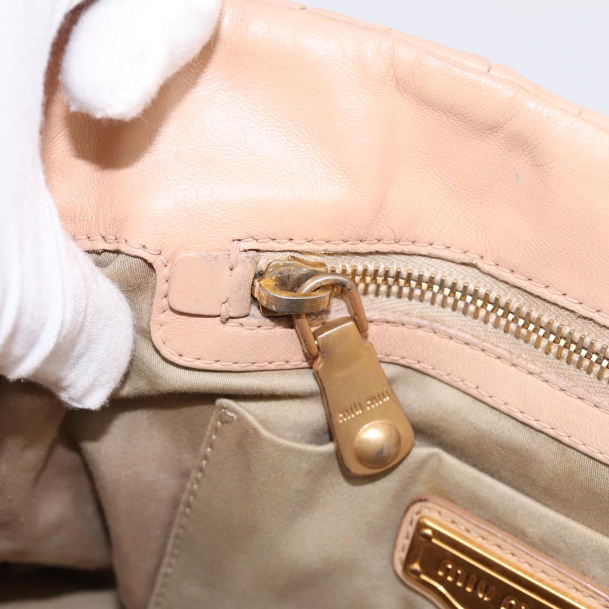 Miu Miu Matelasse Hand Bag Leather Beige Gold Auth 196771