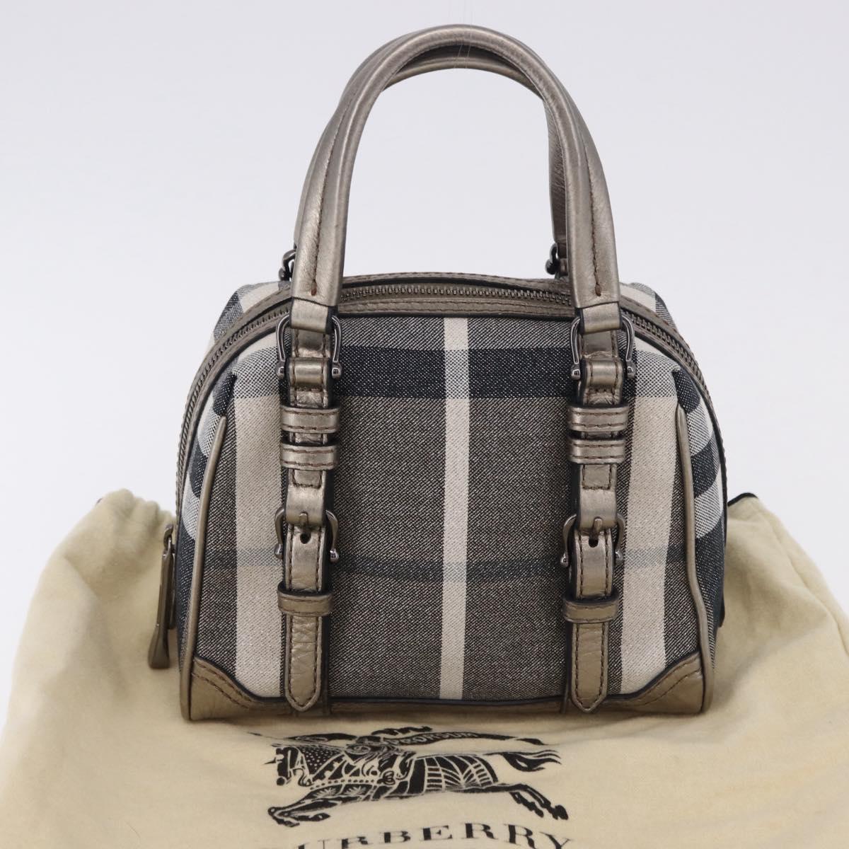 BURBERRY Nova Check Hand Bag Canvas Gray Auth 196772V