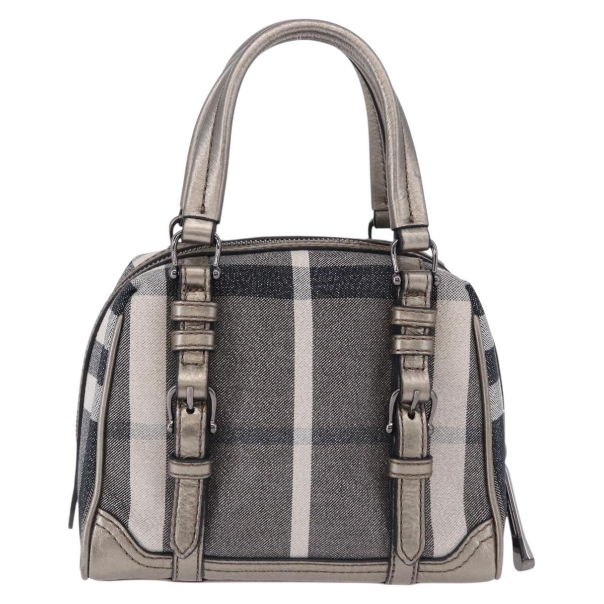 BURBERRY Nova Check Hand Bag Canvas Gray Auth 196772V