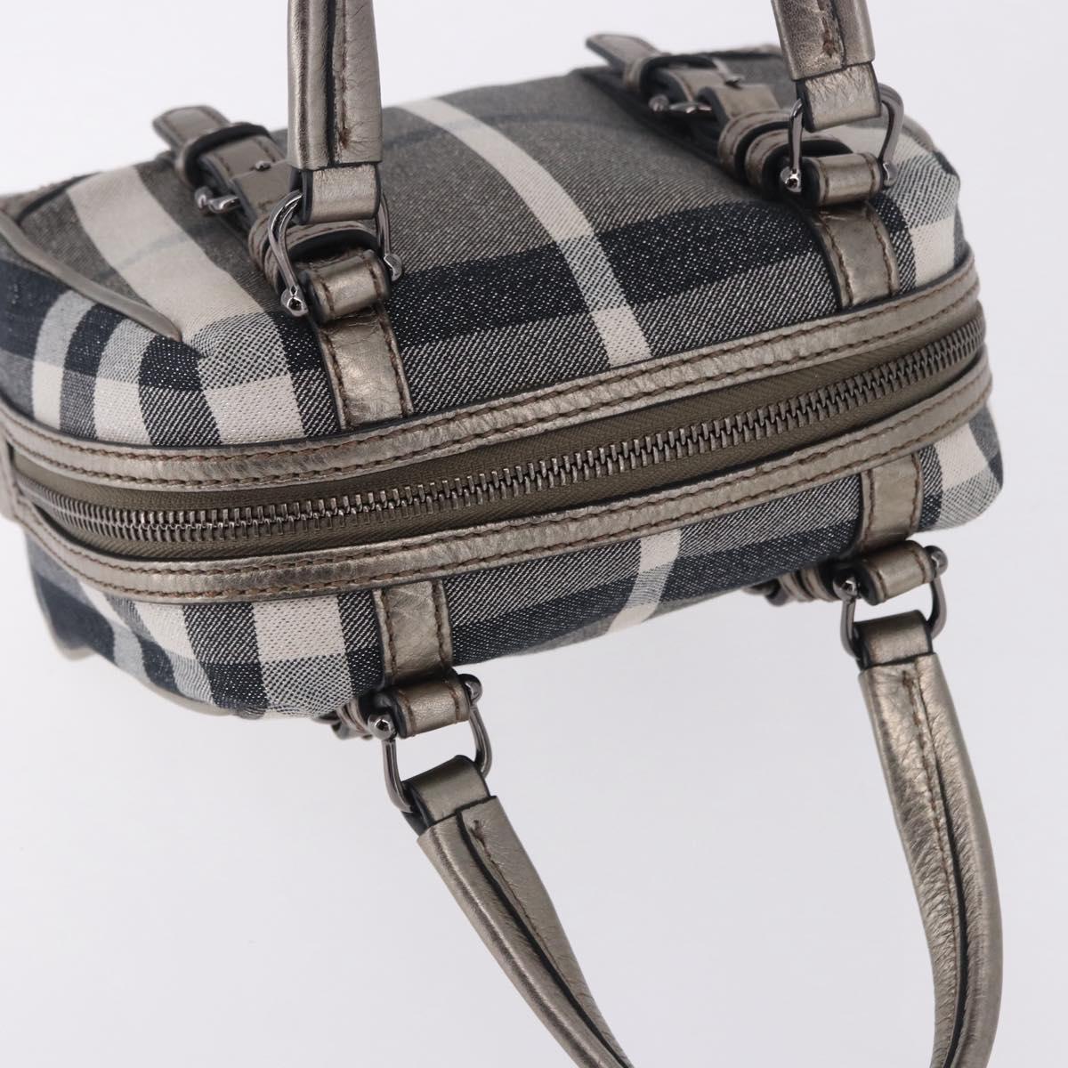 BURBERRY Nova Check Hand Bag Canvas Gray Auth 196772V