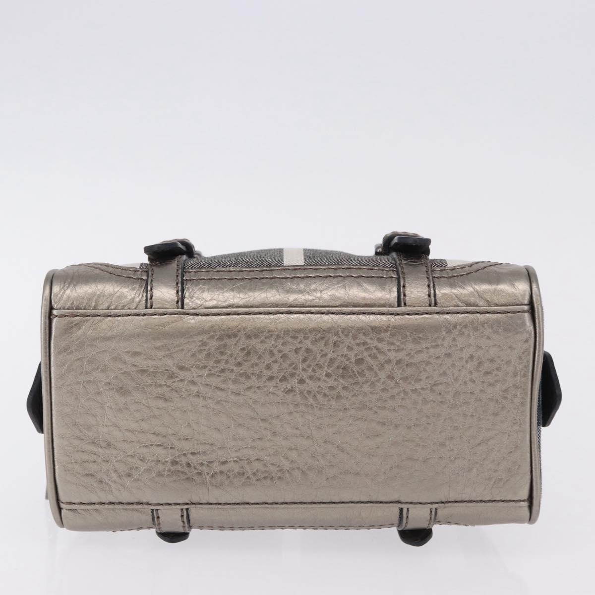 BURBERRY Nova Check Hand Bag Canvas Gray Auth 196772V
