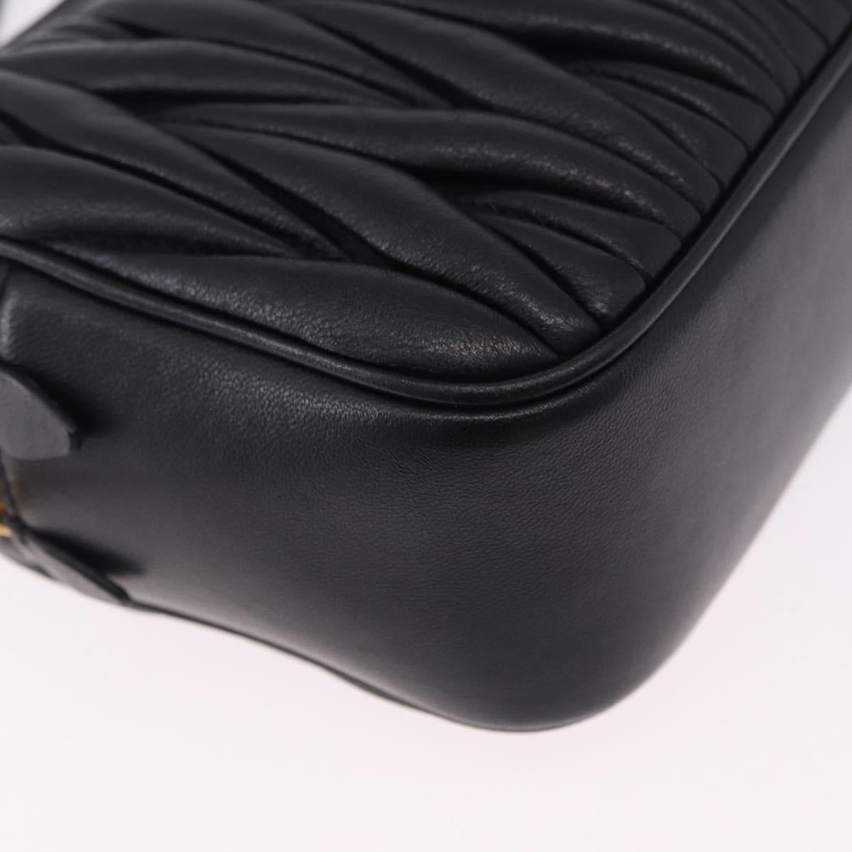 Miu Miu Matelasse Shoulder Bag Leather Black Gold Auth 196773V