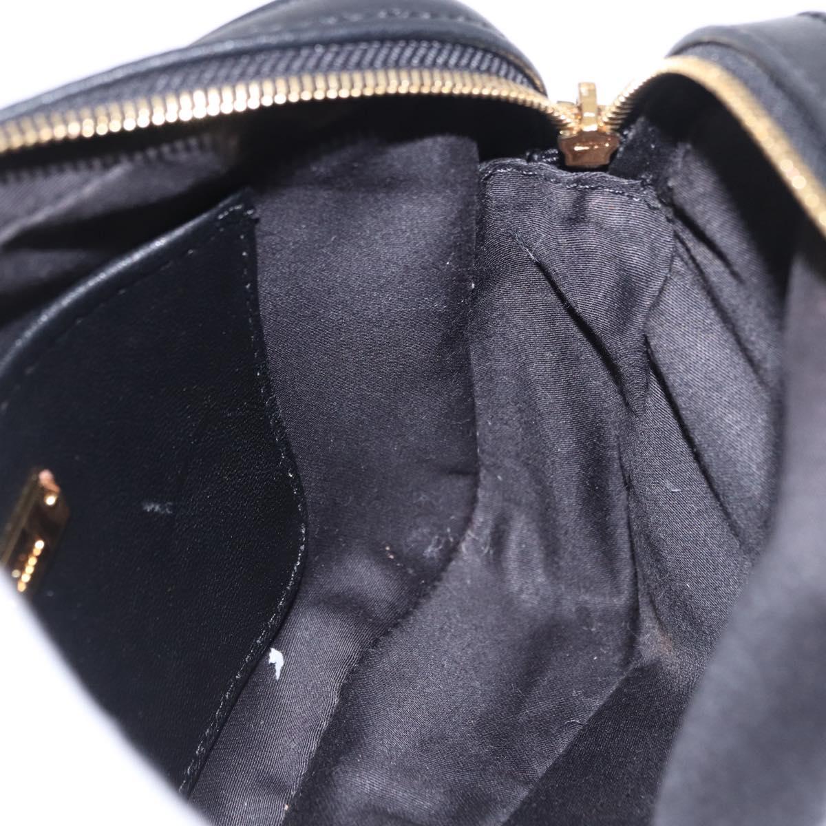 Miu Miu Matelasse Shoulder Bag Leather Black Gold Auth 196773V