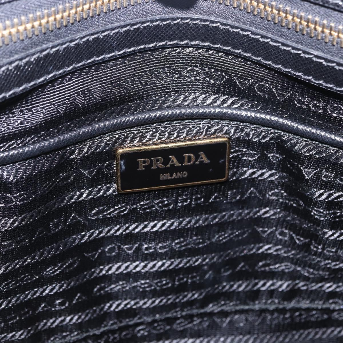 PRADA Hand Bag Saffiano leather 2way Black Gold Auth 196774V