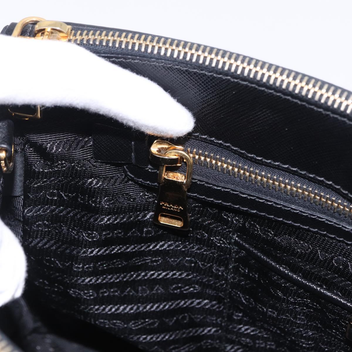 PRADA Hand Bag Saffiano leather 2way Black Gold Auth 196774V
