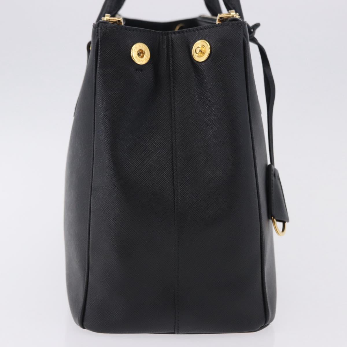 PRADA Hand Bag Saffiano leather 2way Black Gold Auth 196774V