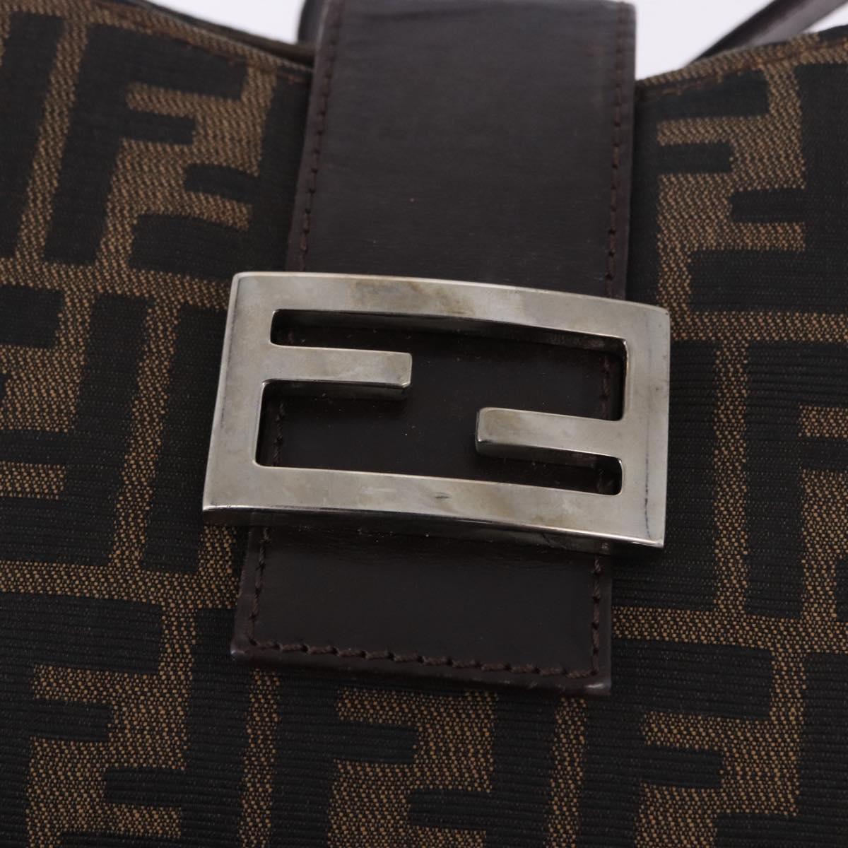 FENDI Zucca Canvas Mamma Baguette Shoulder Bag Brown Black Auth 196776V