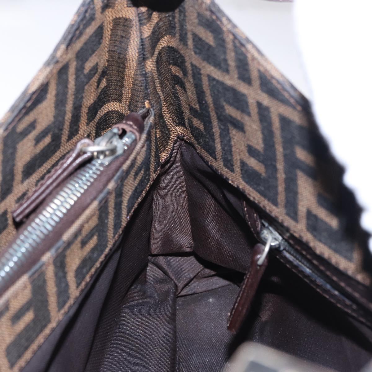 FENDI Zucca Canvas Mamma Baguette Shoulder Bag Brown Black Auth 196776V