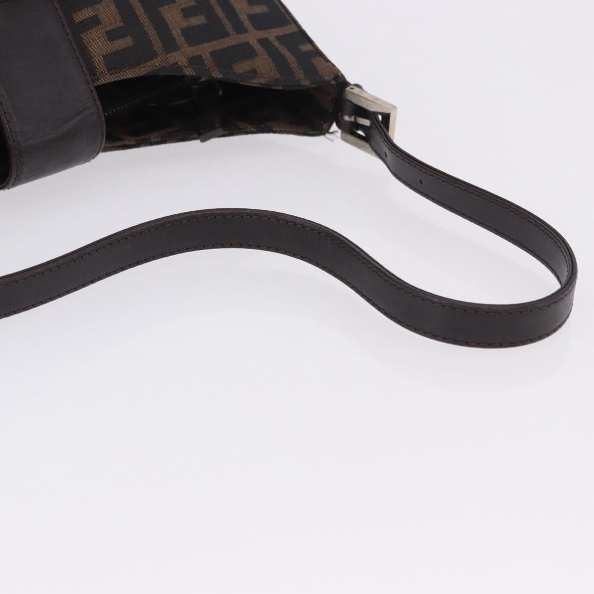 FENDI Zucca Canvas Mamma Baguette Shoulder Bag Brown Black Auth 196776V