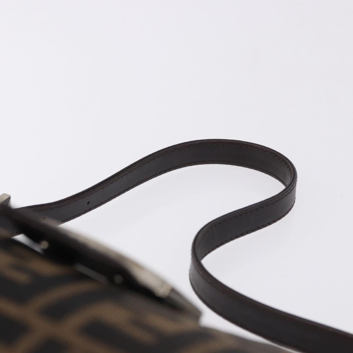 FENDI Zucca Canvas Mamma Baguette Shoulder Bag Brown Black Auth 196776V
