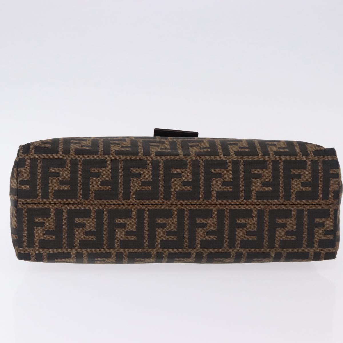 FENDI Zucca Canvas Mamma Baguette Shoulder Bag Brown Black Auth 196776V