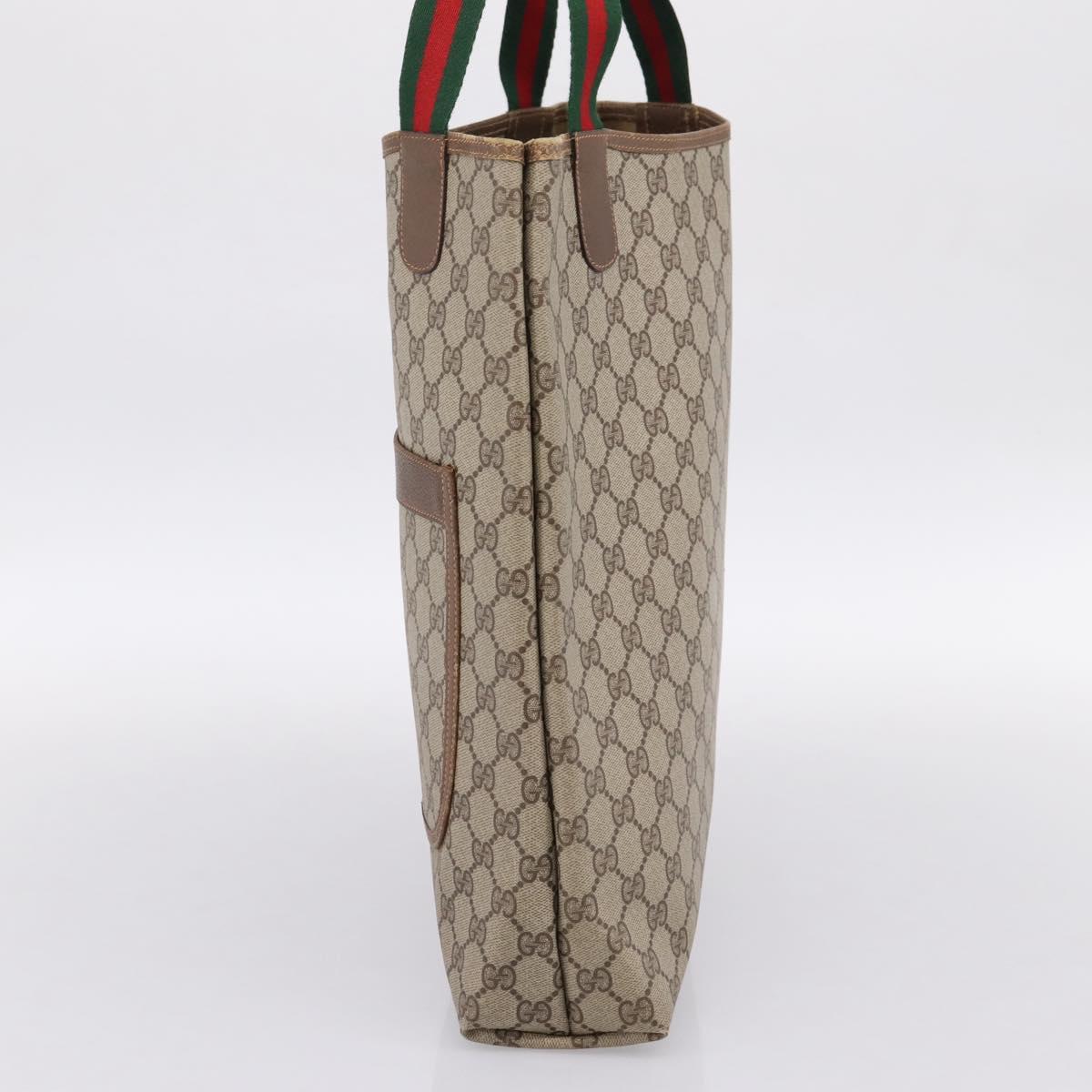 GUCCI GG Supreme Web Sherry Line Tote Bag PVC Beige Gold 89 02 003 Auth 196777