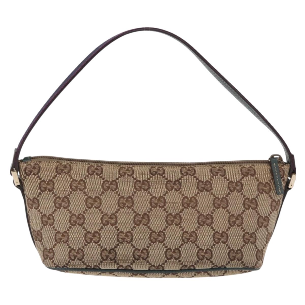 GUCCI GG Canvas Accessory Pouch Beige Gold 141809 Auth 196782V