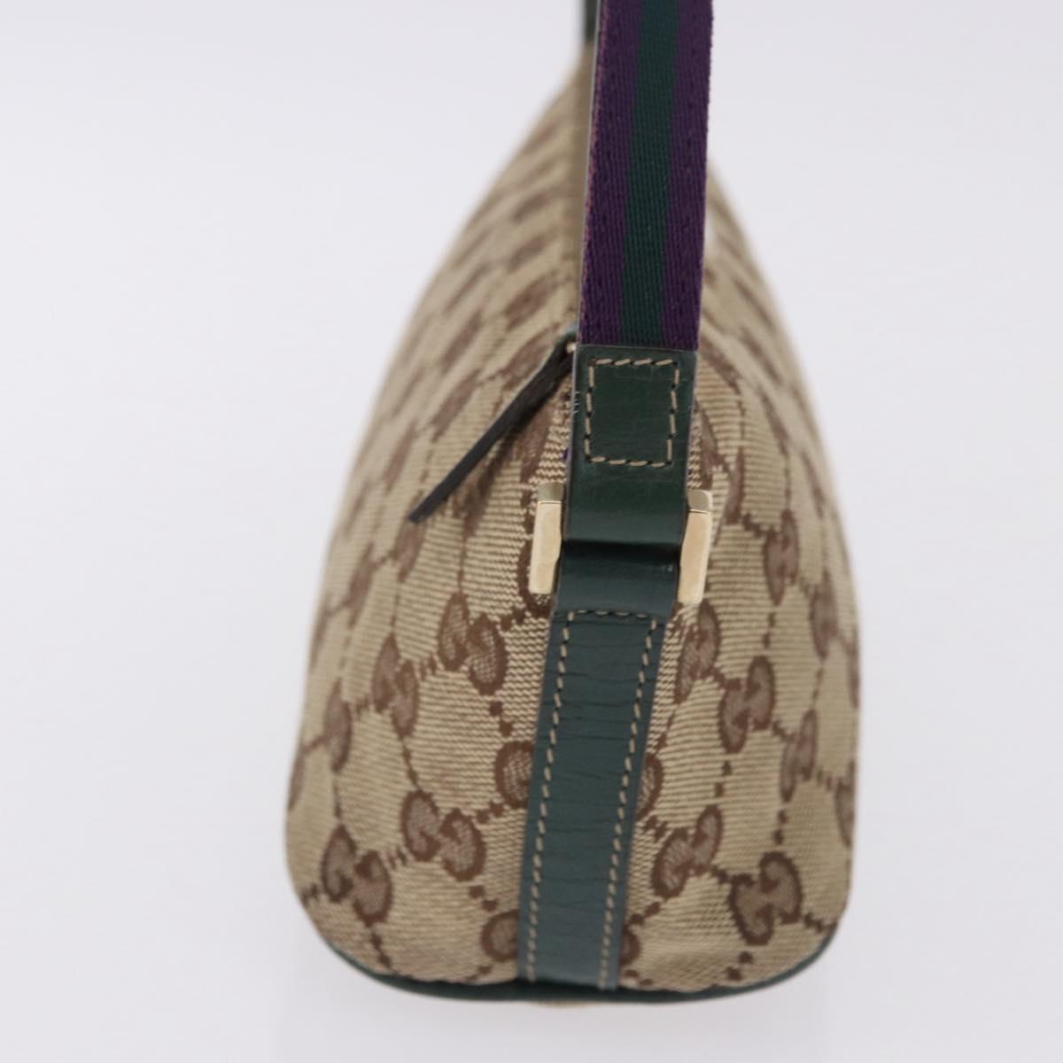 GUCCI GG Canvas Accessory Pouch Beige Gold 141809 Auth 196782V