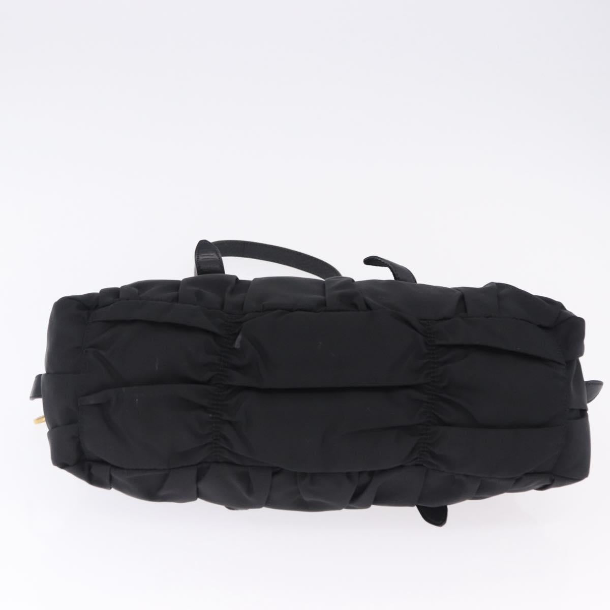 PRADA Hand Bag Nylon 2way Black Gold Auth 196783V