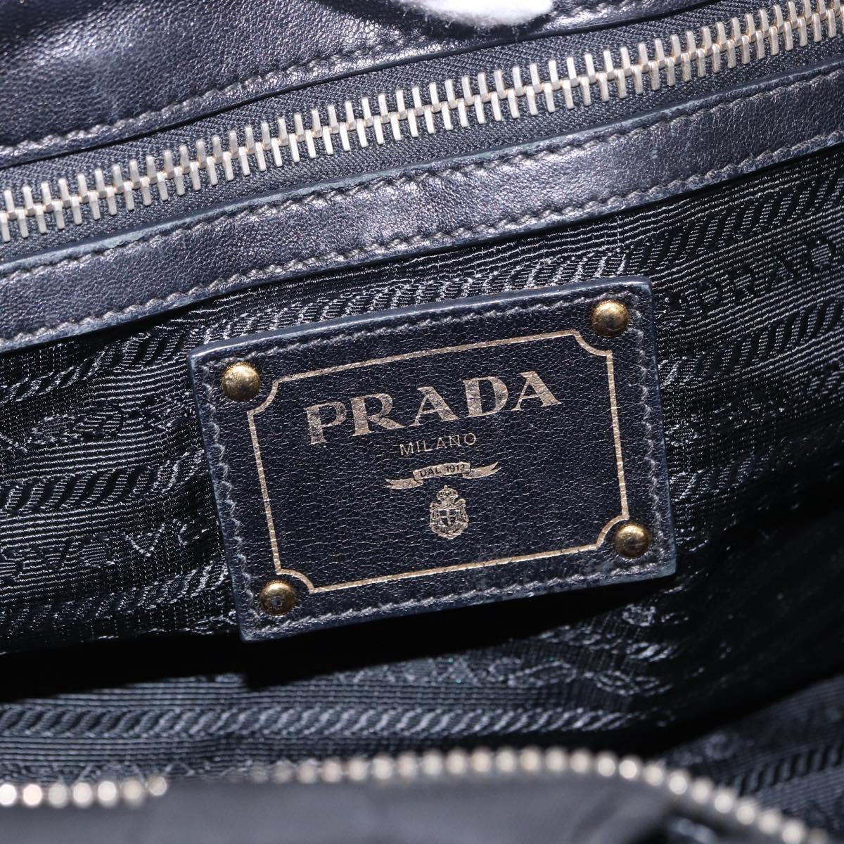 PRADA Hand Bag Nylon 2way Black Gold Auth 196783V
