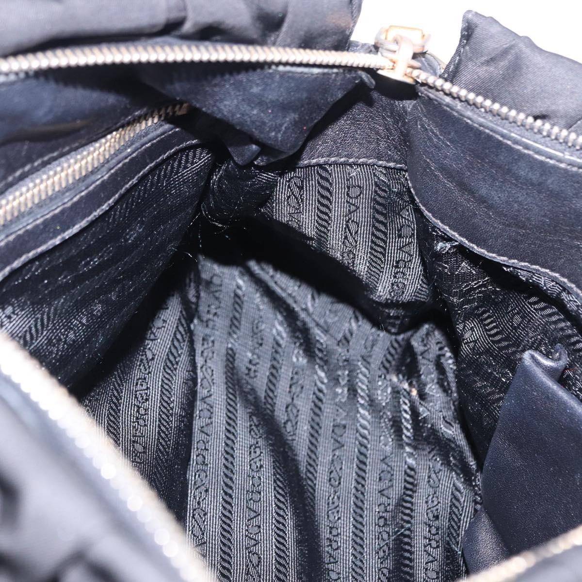 PRADA Hand Bag Nylon 2way Black Gold Auth 196783V