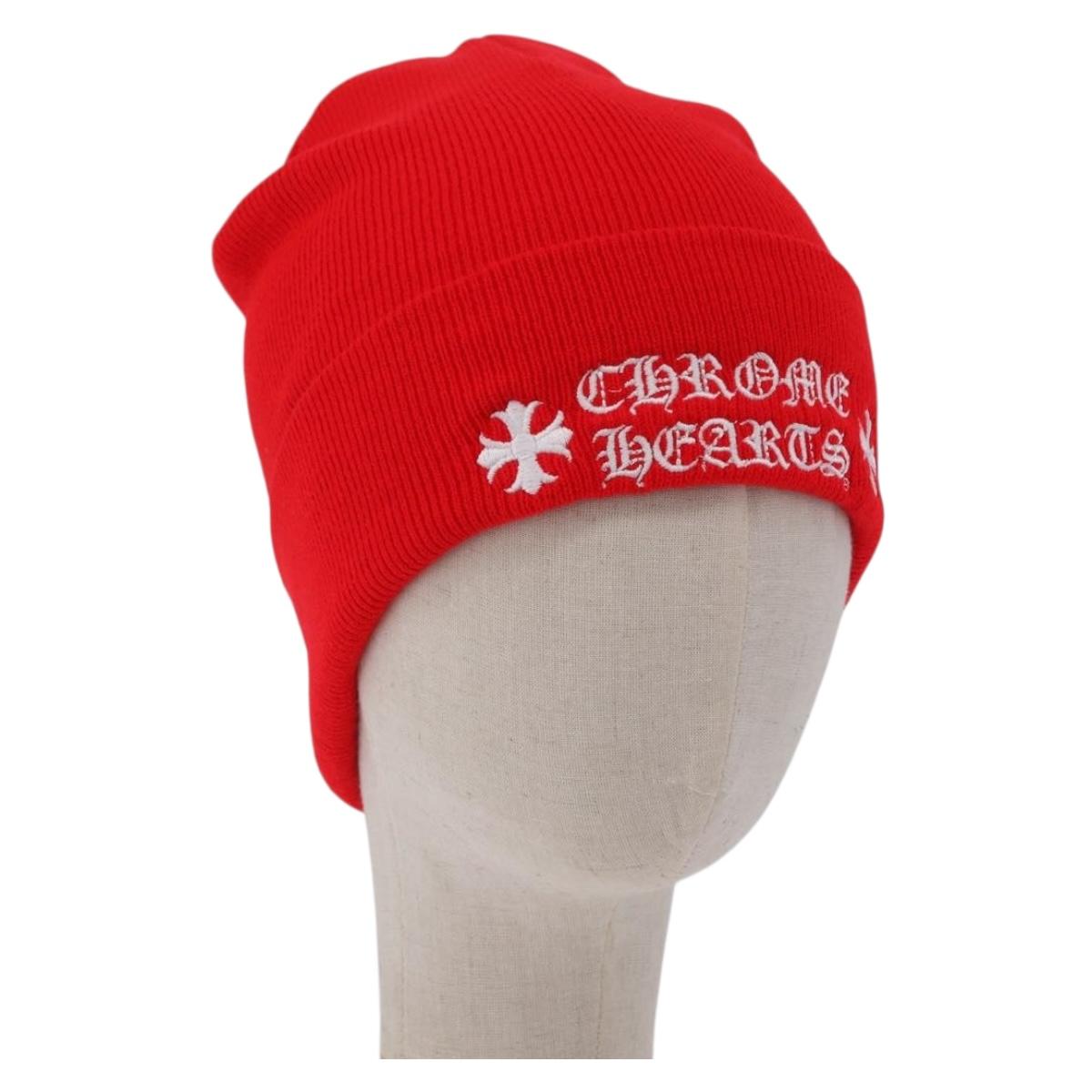 Chrome Hearts Knitted Fabrics Cap Wool Red Auth 196785M