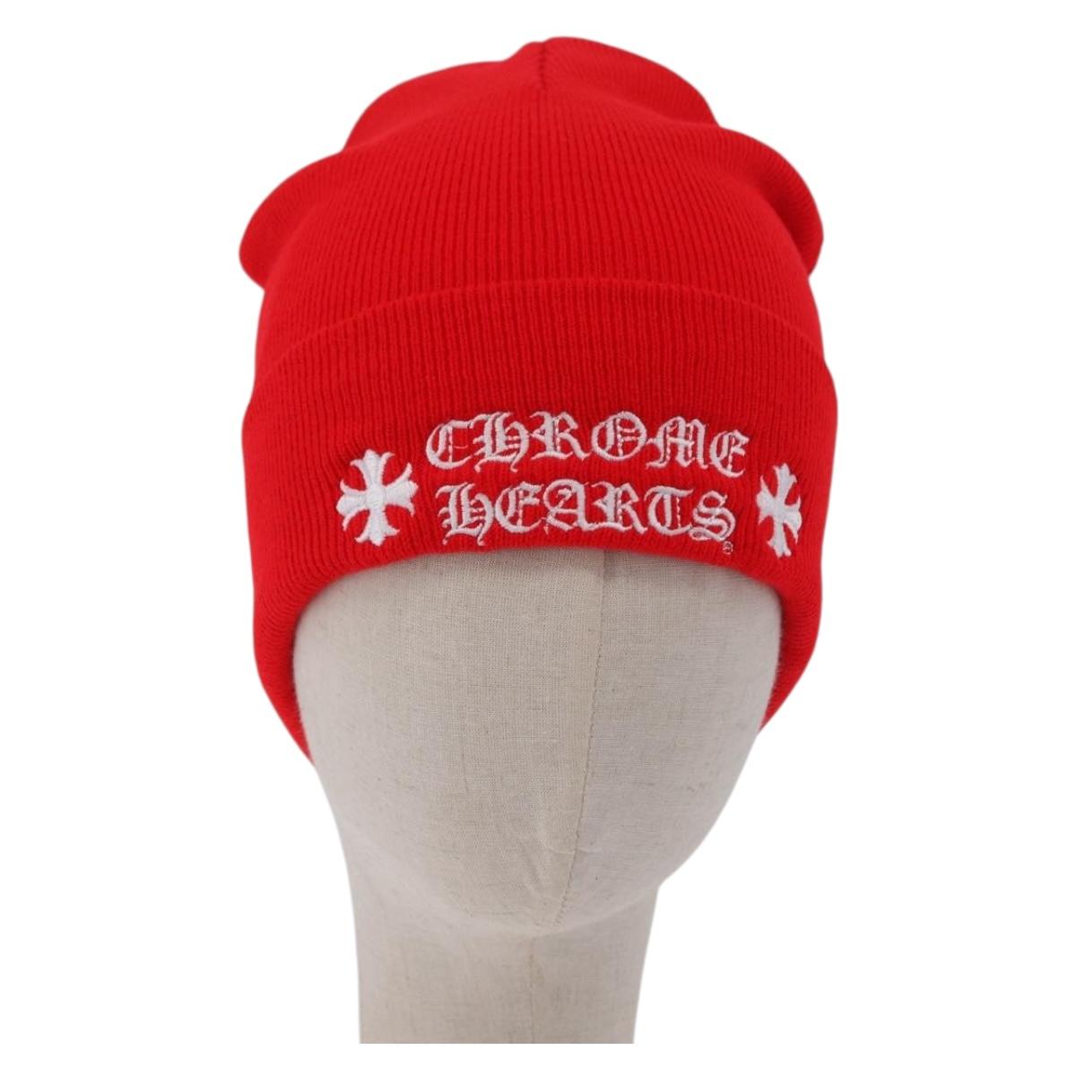 Chrome Hearts Knitted Fabrics Cap Wool Red Auth 196785M